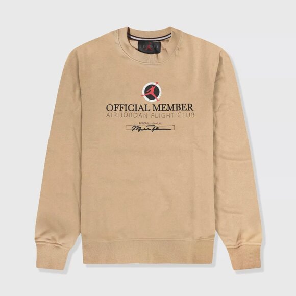 Jordan Flight MVP Mens Fleece Crew Top Sweatshirt Sesame - Picture 1 of 10
